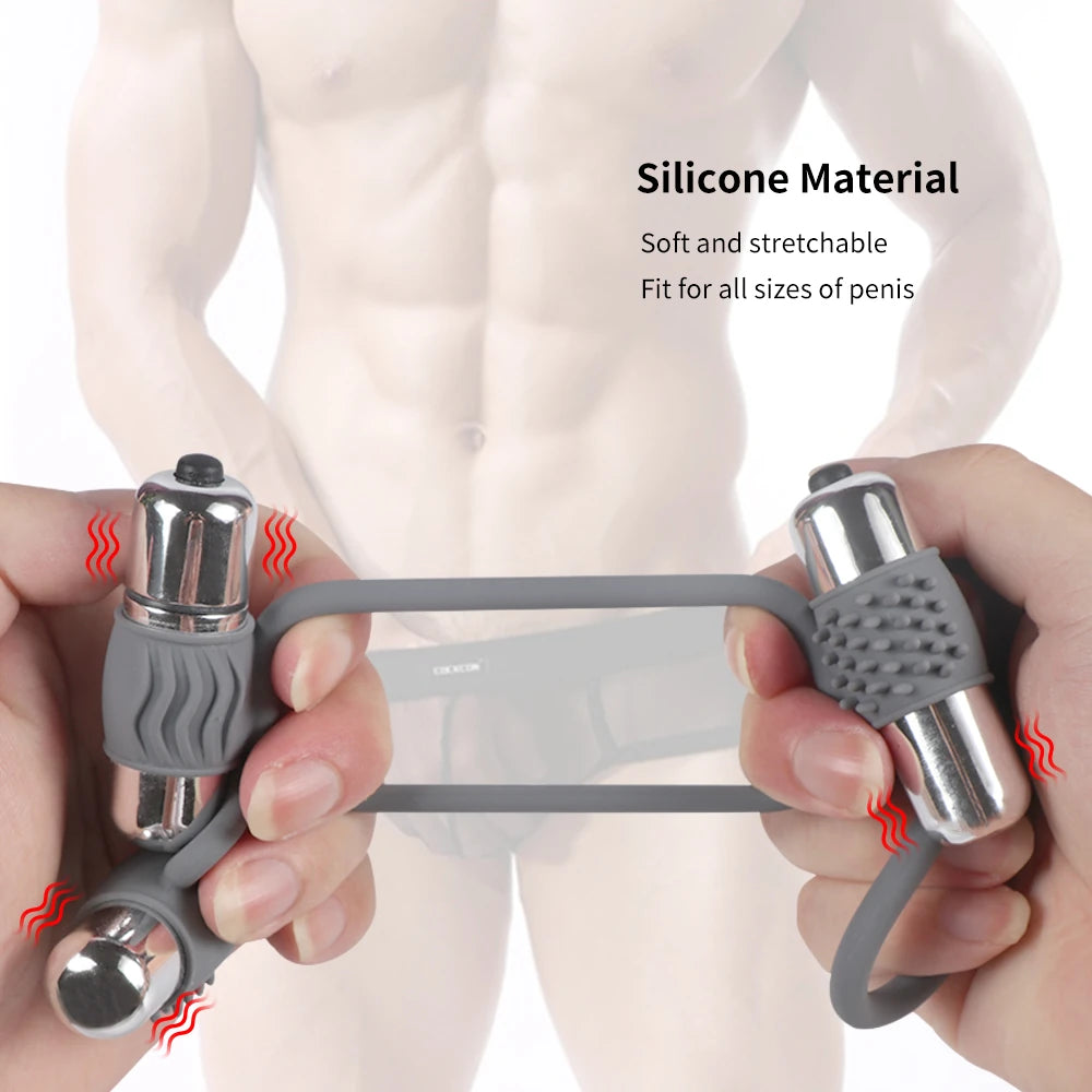 Shequ Klitoris 3 Bölgeli Titreşimli Penis Halkası