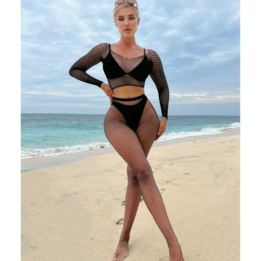 Erox Fantasy Wear File Çorap Büstiyer Takım Seksi Vücut Çorabı