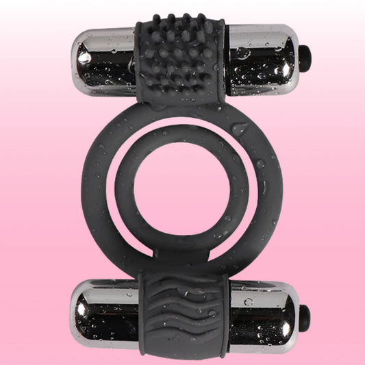 Shequ Double Bullet Çift Uyarıcılı Titreşimli Penis Halkası