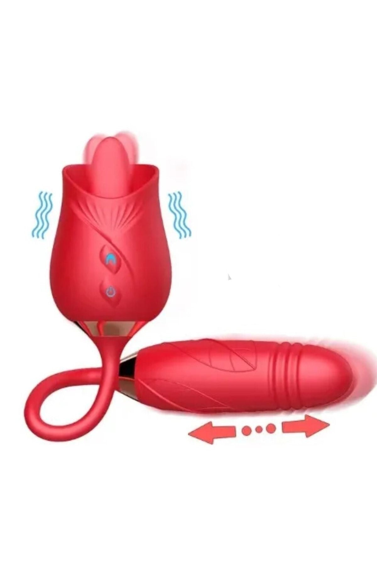 Telescopic Tongue Ileri Geri Hareketli Çift Uçlu Rose Vibratör