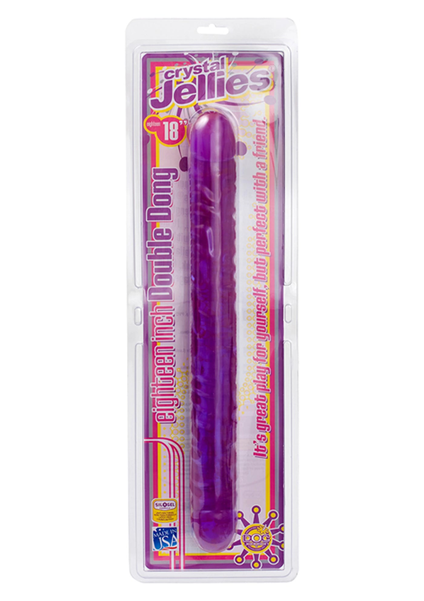 Doc Johnson Cyrstal Jellies 45 Cm Çift Taraflı Realistik Jel Penis-Mor