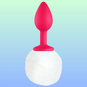 Erox Luxury Pink Silicone Bunny Tail White Kuyruklu Anal Plug