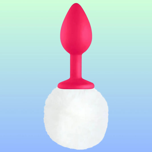 Erox Luxury Pink Silicone Bunny Tail White Kuyruklu Anal Plug