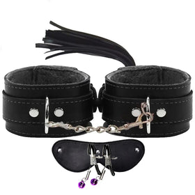 Erox Fetish Fantasy Series Cuffs 4 Pcs. Deri Fetiş Pozisyon Kelepçe Seti-Siyah