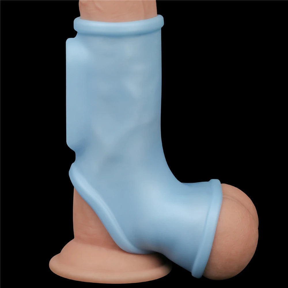 Lovetoy Silk Knights Ring Blue Testis Geçirmeli Titreşimli Yarım Penis Kılıfı