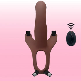 Aphrodisia Hollow Strap-On Flesh 17 Cm İçi Boş Titreşimli Kemerli Penis-Brown