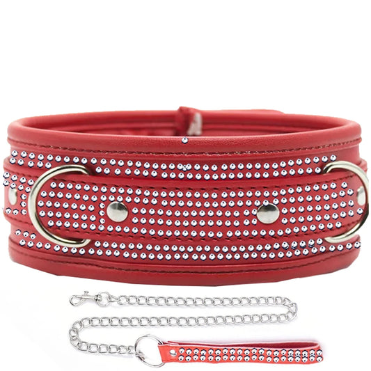 Erox Fetish Fantasy Series Diamond Collar Taşlı Fetiş Tasma-Kırmızıer