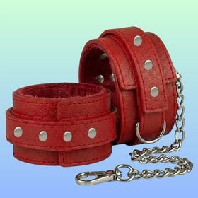 Erox Fetish Love Game Leather Hand Cuffs Deri Kelepçe-Kırmızı