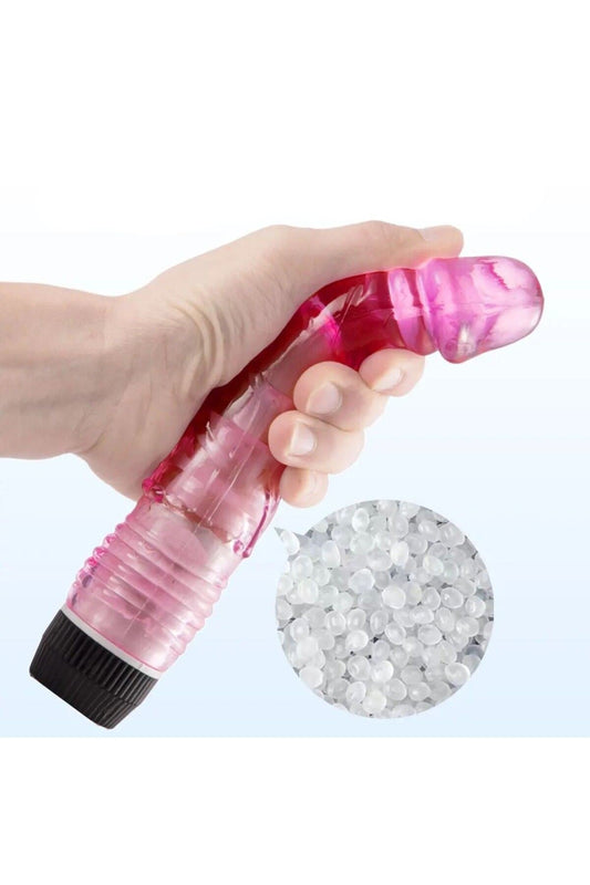 18 cm Multispeed Hızı Ayarlanabilir Jel Dokulu Pembe Realistik Dildo Vibratör