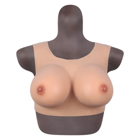 Bodysuit Crossdresser Brown Askılı Giyilebilir Silikon Göğüs L Beden