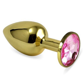 Erox Gold Large Pembe Kristal Taşlı Metal Anal Plug