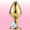 Erox The Anal Fantasy Beyaz Taşlı Gold Metal Anal Plug-Large