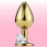 Erox The Anal Fantasy Beyaz Taşlı Gold Metal Anal Plug-Large