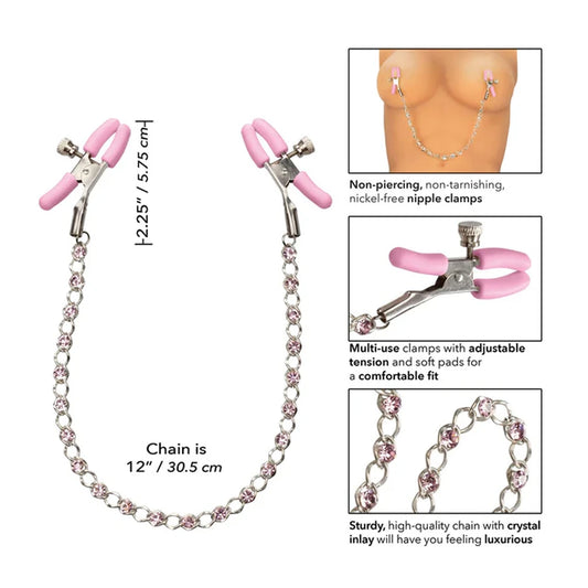 Calexotics Crystal Chain Nipple Clamps Göğüs Klipsi