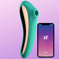 Satisfyer Dual Kiss Telefon Kontrollü Emiş Güçlü Vibratör-Green