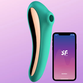 Satisfyer Dual Kiss Telefon Kontrollü Emiş Güçlü Vibratör-Green