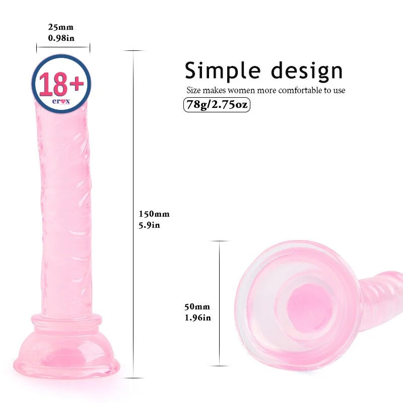 Erox Jelly Strap-On 14.5 cm Belden Bağlamalı Realistik Penis-Pink