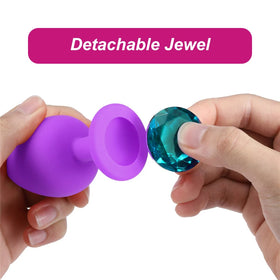 Erox Safe Body Purple Silicone Large Yeşil Taşlı Silikon Anal Plug