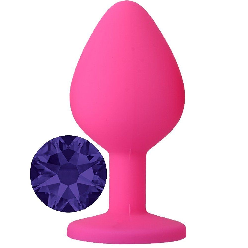 Erox Safe Body Pink Silicone Medium Mor Taşlı Anal Plug