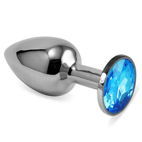 Erox Anal Fantasy Luxury Diamond Blue Taşlı Metal Anal Plug - Small