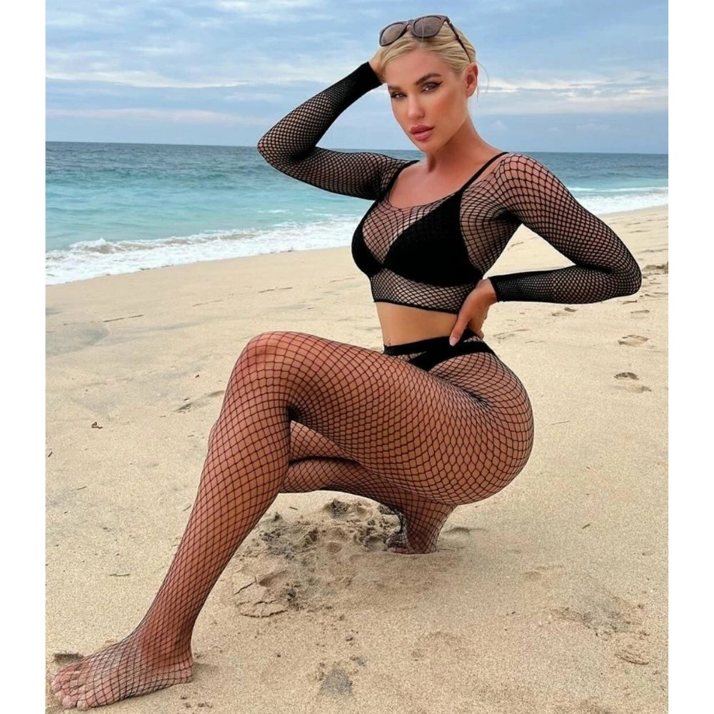 Erox Fantasy Wear File Çorap Büstiyer Takım Seksi Vücut Çorabı
