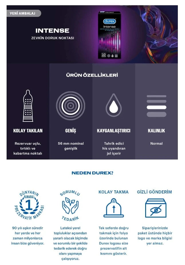 Durex İntense 10'lu Prezervatif Kondom