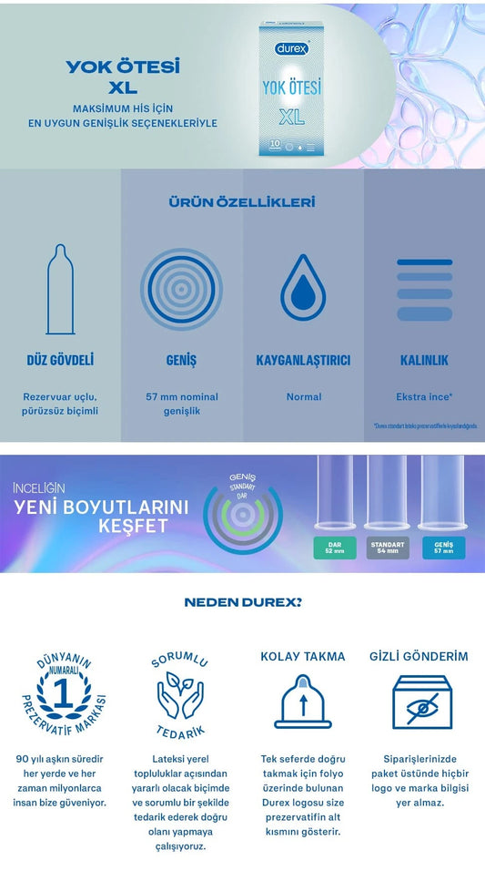 Durex Yok Ötesi XL 10'lu Prezervatif