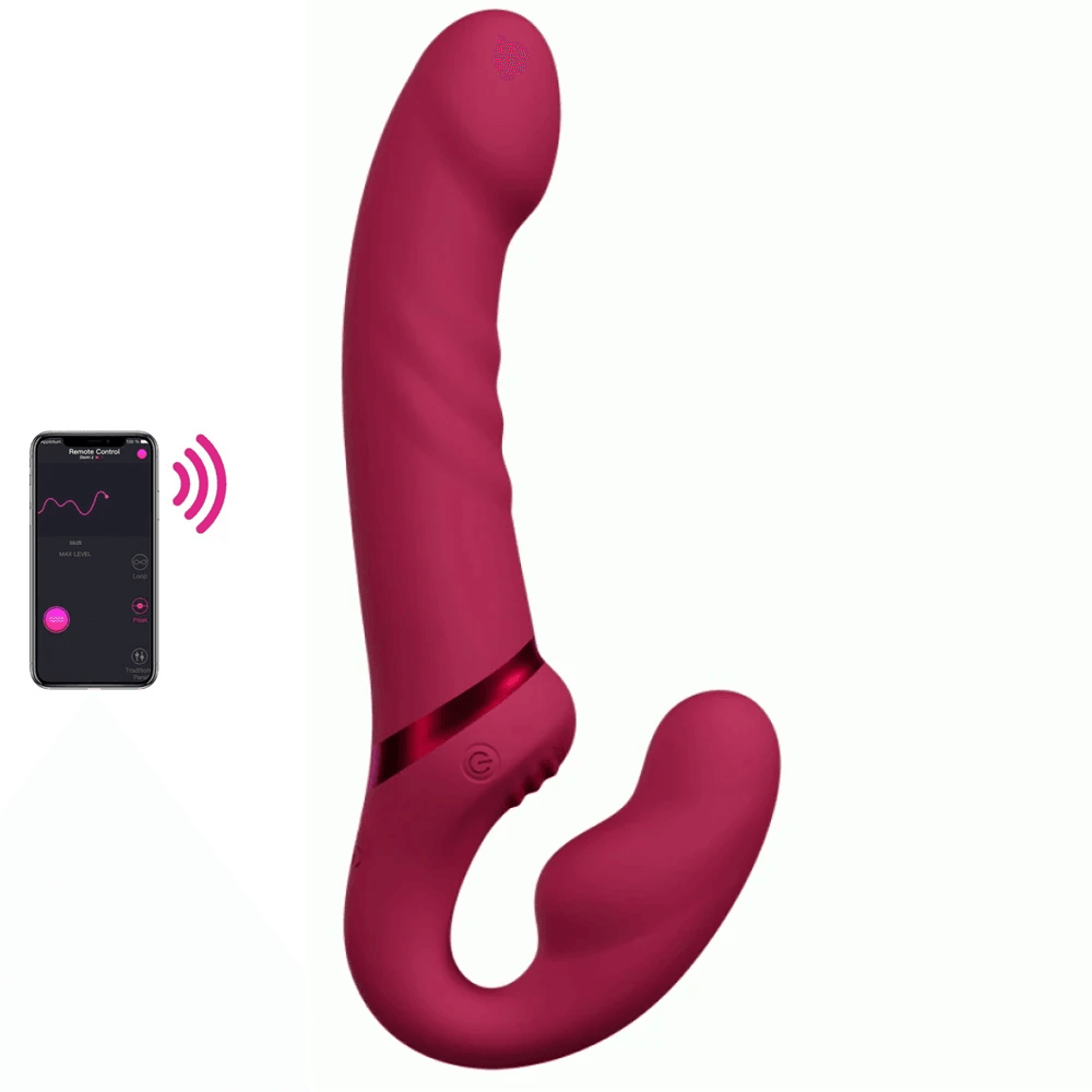 Lovense Lapis Telefon Kontrollü Titreşimli Strapless Strapon Dildo