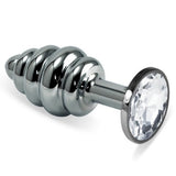 Erox Silver Small Beyaz Taşlı Boğumlu Anal Alıştırıcı Metal Plug