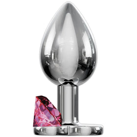Erox Anal Fantasy Luxury Diamond Pink Taşlı Metal Anal Plug - Medium