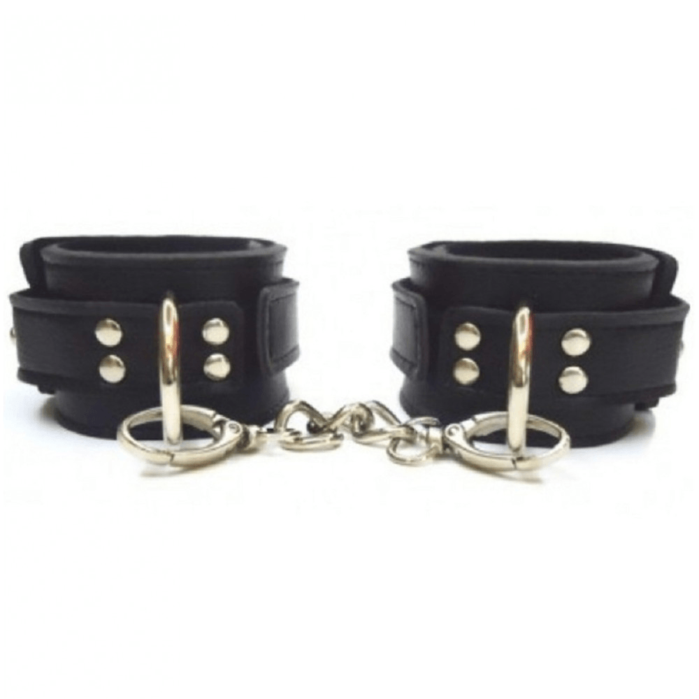 Fetish Love Game Leather Hand Cuffs Deri Kelepçe Siyah