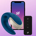 Satisfyer Double Love Blue Telefon ve Kumanda Kontrollü Vibratör