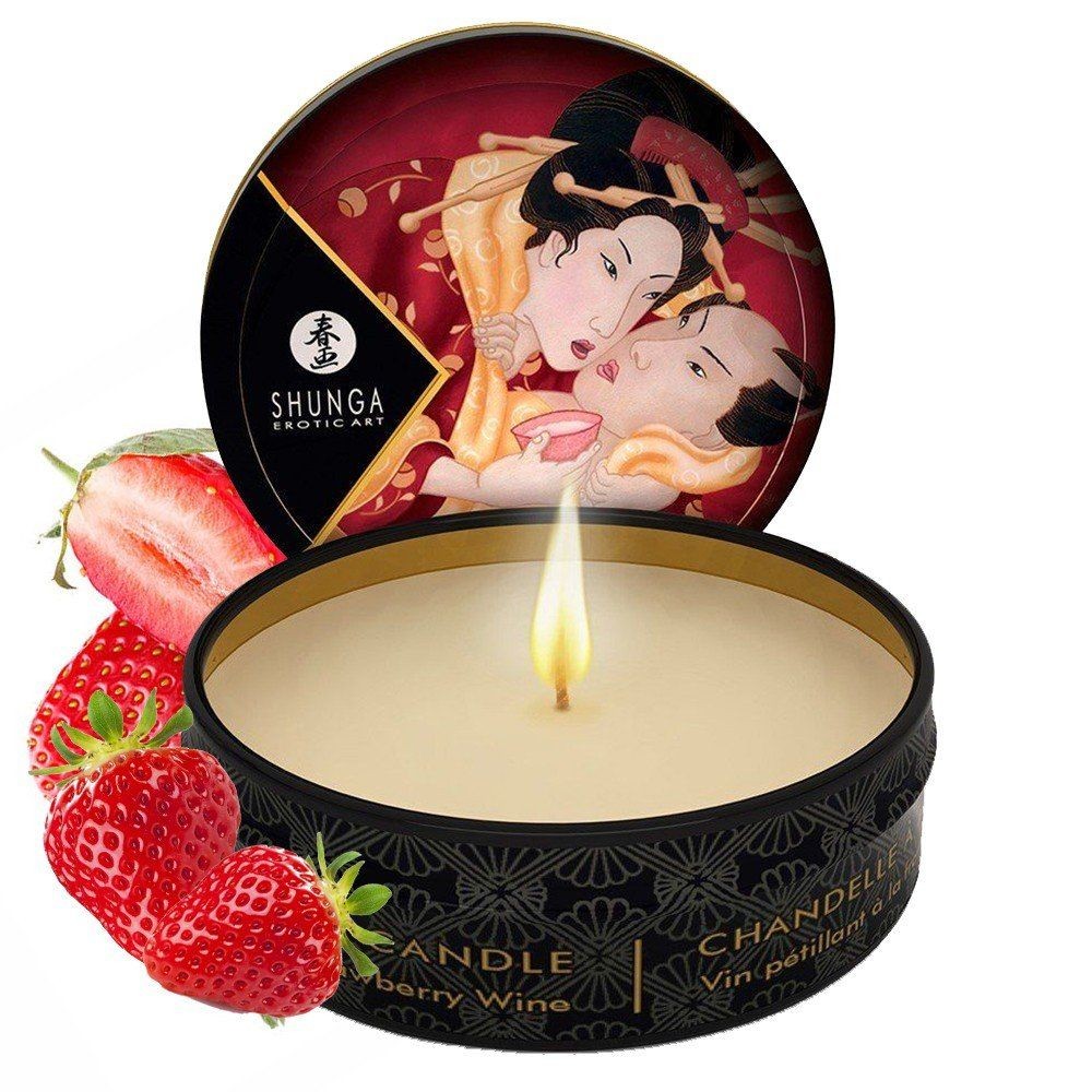 Shunga Mini Massage Candle Strawberry 30 Ml Erotik Masaj Mumu