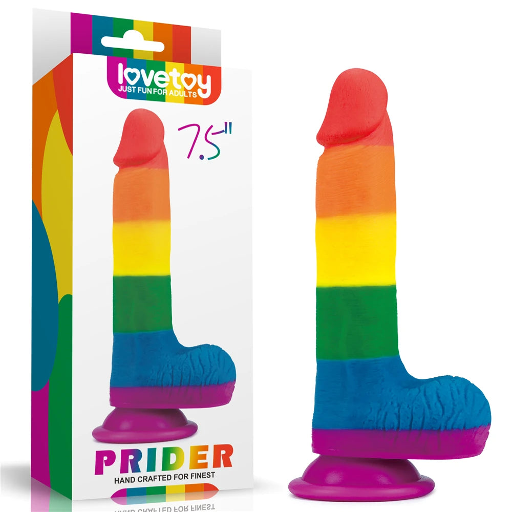 Lovetoy Prider Dildo 19.5 cm Renkli Soft Doku Realistik Penis LV410026