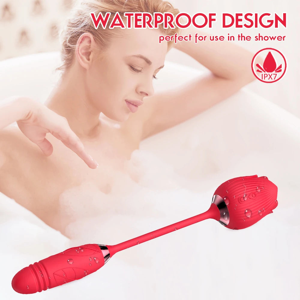 Erox Rose Emiş Güçlü ve İleri Geri Hareketli Gül Vibratör