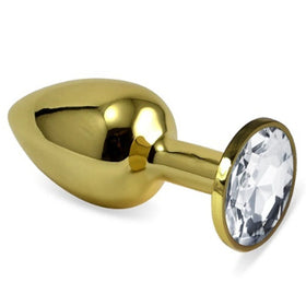 Erox Gold Medium Beyaz Kristal Taşlı Metal Anal Plug