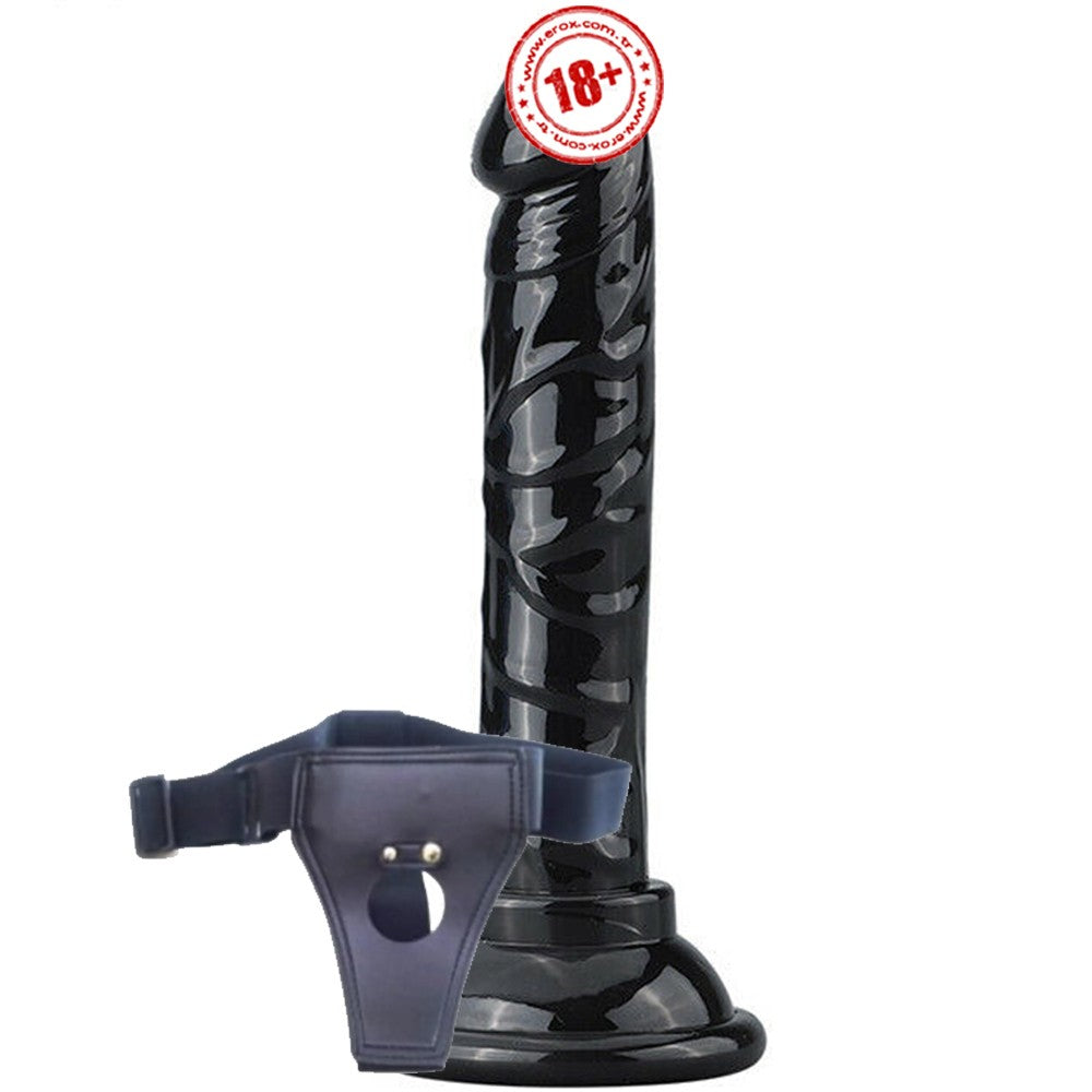 Erox Jelly Silicone 14.5 cm Anal ve Vajinal Kemerli Realistik Penis-Black