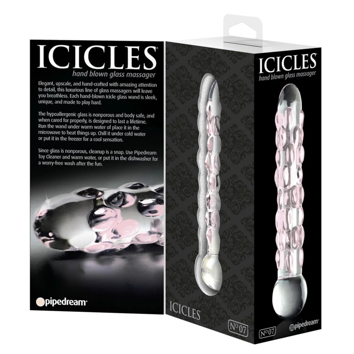 Pipedream Icicles No. 7 Hand Blown Glass Massager Cam Dildo