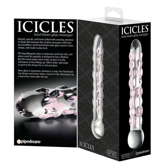 Pipedream Icicles No. 7 Hand Blown Glass Massager Cam Dildo