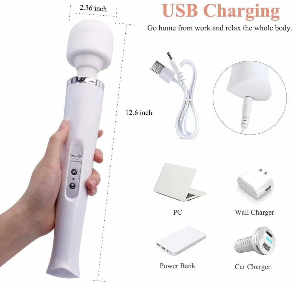Erox Magic Massager White Profesyonel 10 Modlu Güçlü Masaj Aleti