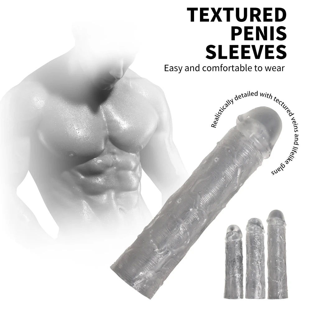 Shequ 3 Farklı Boyda Yumuşak Dokulu Penis Kılıfı Seti