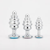 Erox The Anal Play Silver Ribbed Mor Taşlı Boğumlu Metal Anal Plug-Large