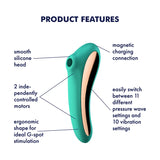 Satisfyer Dual Kiss Telefon Kontrollü Emiş Güçlü Vibratör-Green