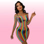 Erox She Sein Body Suit Seksi Gökkuşağı Gecelik