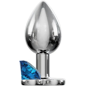 Erox Anal Fantasy Luxury Diamond Blue Taşlı Metal Anal Plug - Medium
