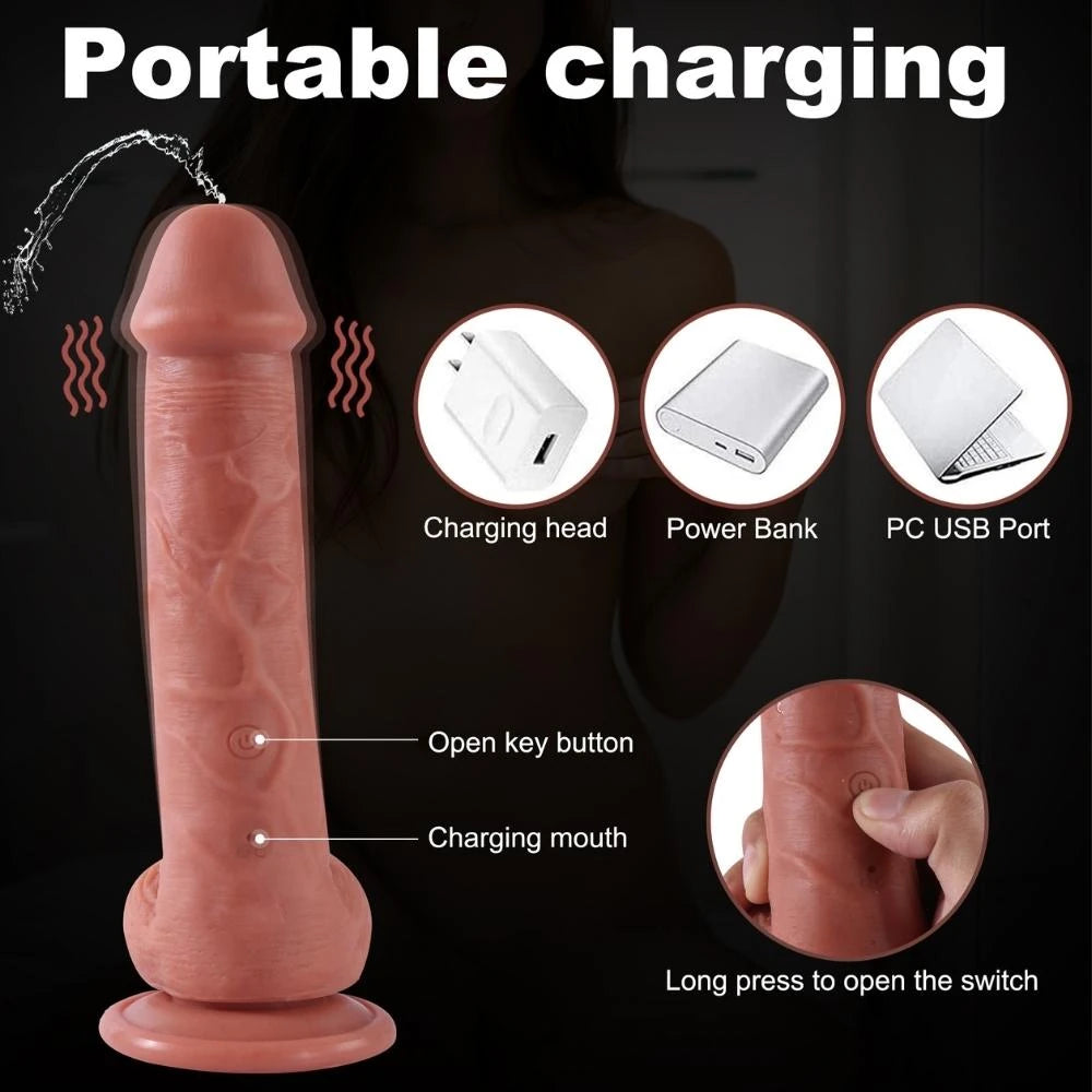 Shequ Dave Vibrating Dildo 21.5 Cm Boşalabilir Realistik Penis SQ-WBD10142-V