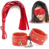 Erox Fetish Fantasy Series Cuffs 3 Pcs. Deri Fetiş Pozisyon Kelepçe Seti-Kırmızı