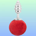 Erox The Anal Fantasy Ribbed Peluşlu Boğumlu Metal Anal Plug-Red