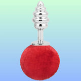 Erox The Anal Fantasy Ribbed Peluşlu Boğumlu Metal Anal Plug-Red