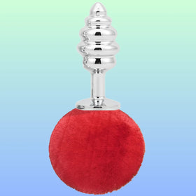 Erox The Anal Fantasy Ribbed Peluşlu Boğumlu Metal Anal Plug-Red